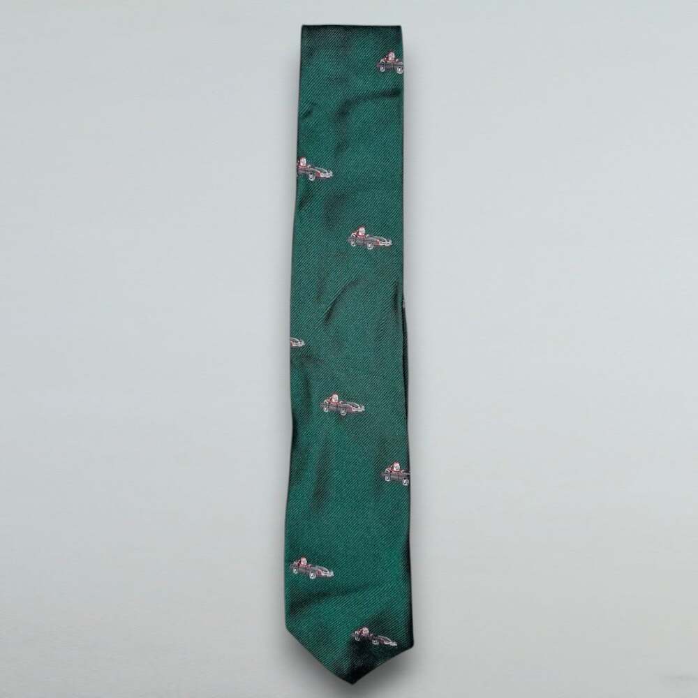 Santa Claus Race Car Silk Necktie Christmas Novelty Sports Car Made in Italy